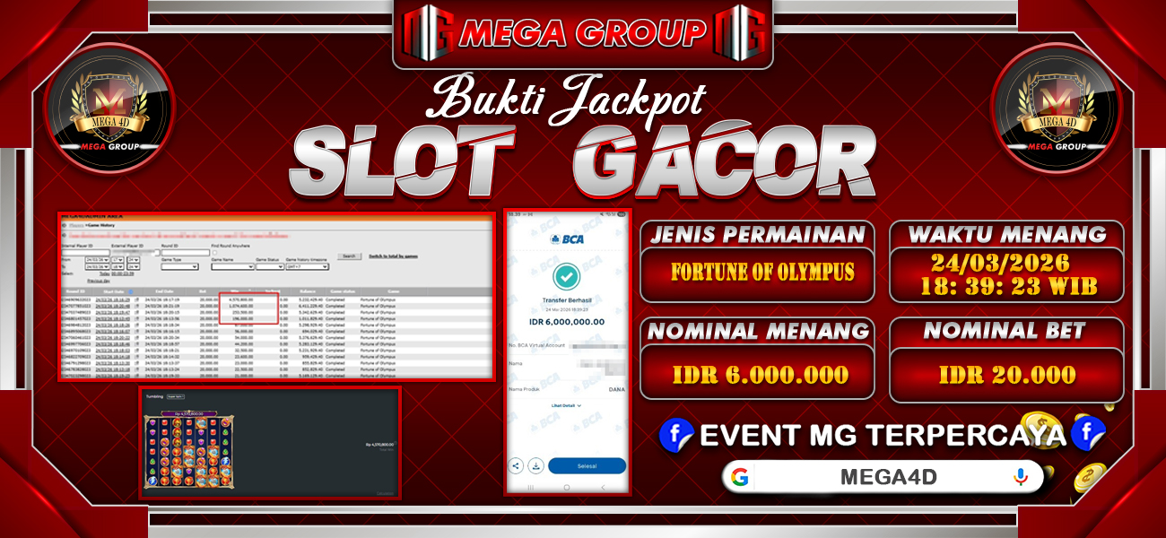 Bukti JP situs Mega4D hari Selasa, 24 Maret 2026